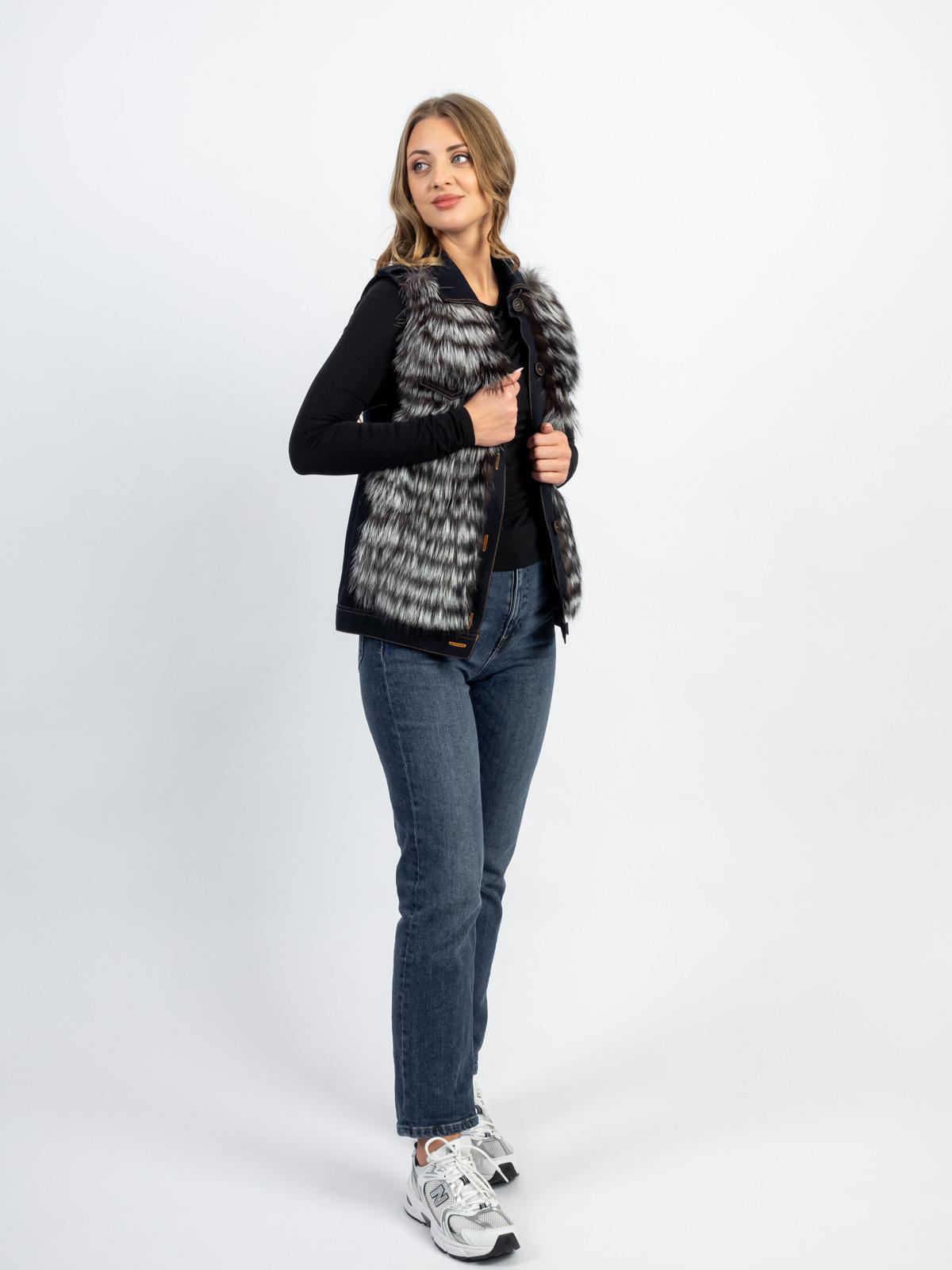Жилет женский из текстиля и меха лисицы Р.О.М.А. Жилет 1