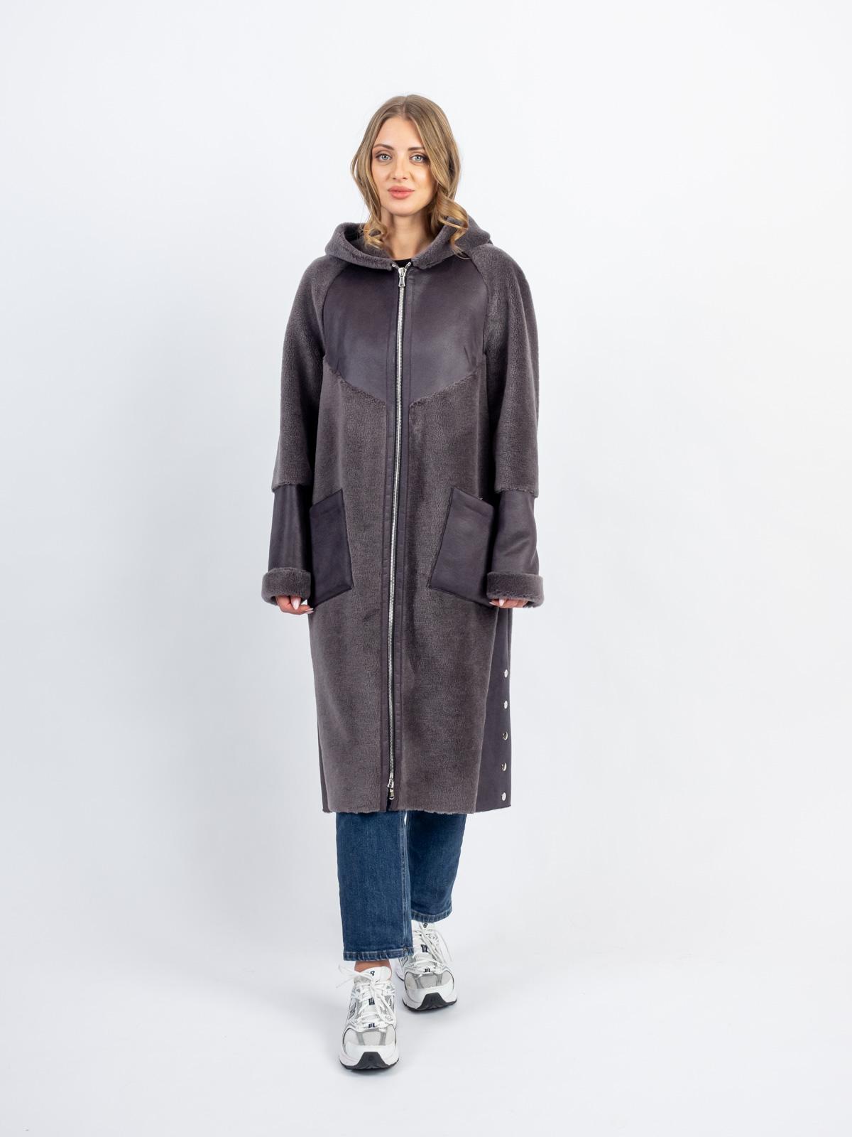 Шуба из эко-меха с капюшоном женская Дианель Меховый дом Э-130