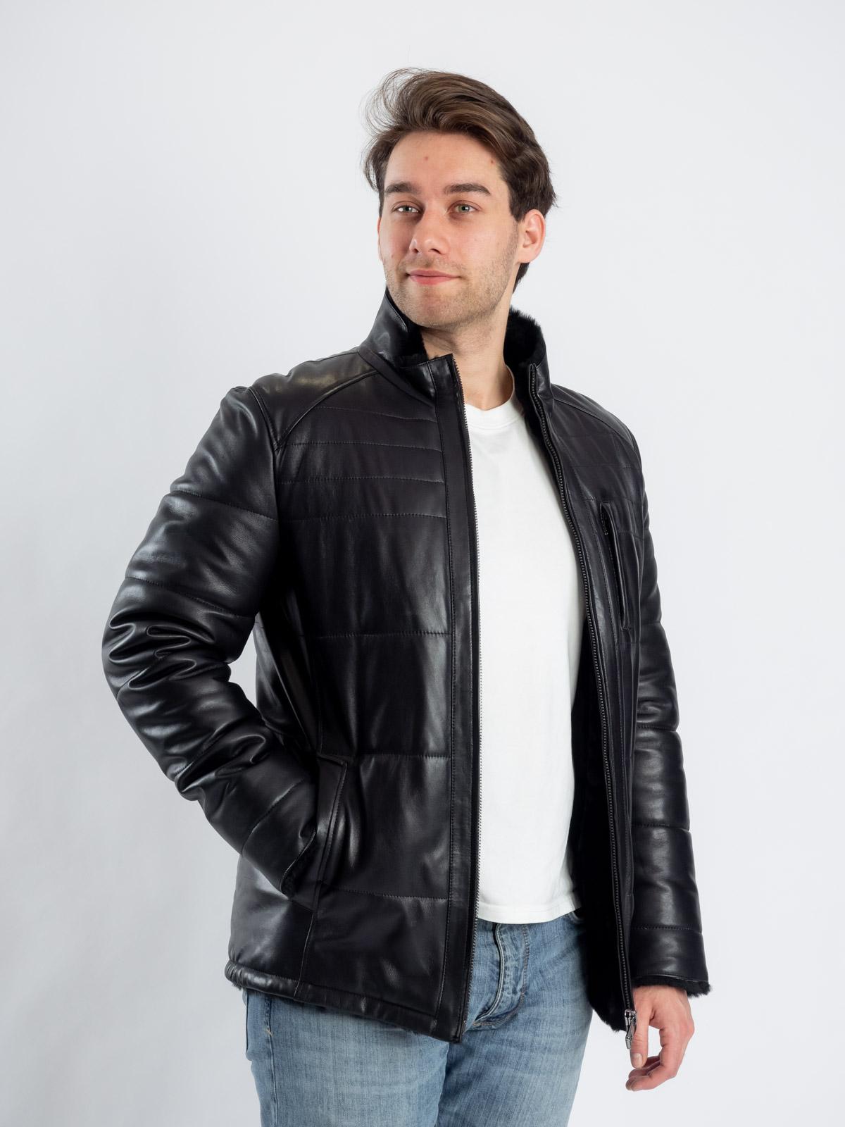 Куртка мужская кожаная с подкладом из меха овчины Virado 4632