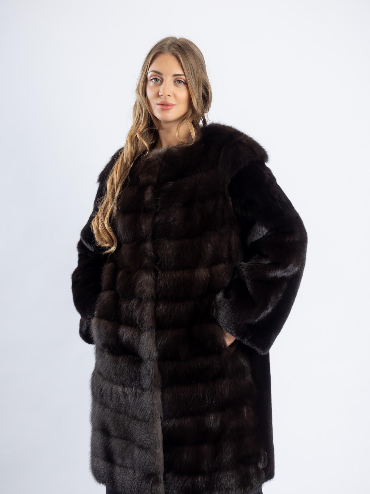 Шуба норковая с отделкой из меха соболя Меха России 528 