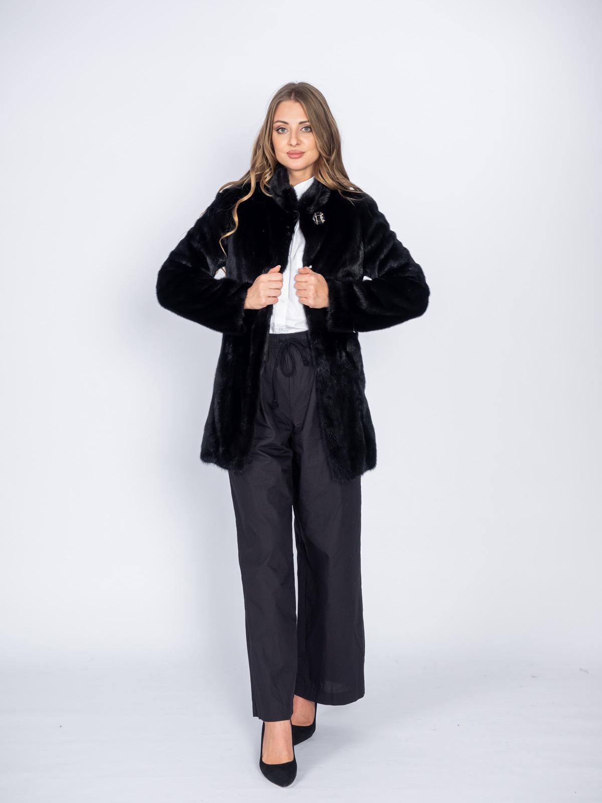 Шуба женская из меха норки Классика Френч пластины